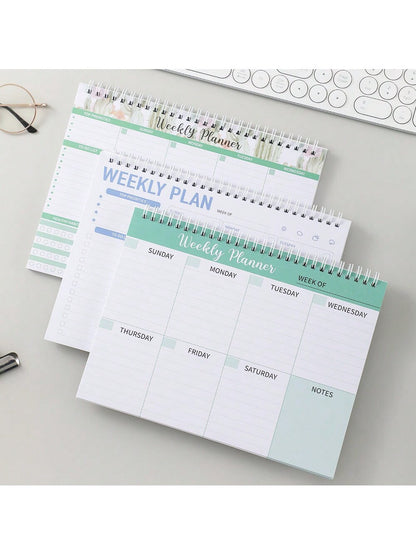 52 sheets Weekly Planning Notepad Wide To Do Planner Notepad with Notes Daily Schedules For Goals Tasks Ldeas Notes To Do Lists PVC Hardcover Office Planning 25.5*19.2cm (10.04*7.56 inch)