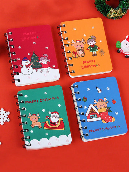 1pc Random Christmas Pattern Spiral Notebook Stationery Memo Pad