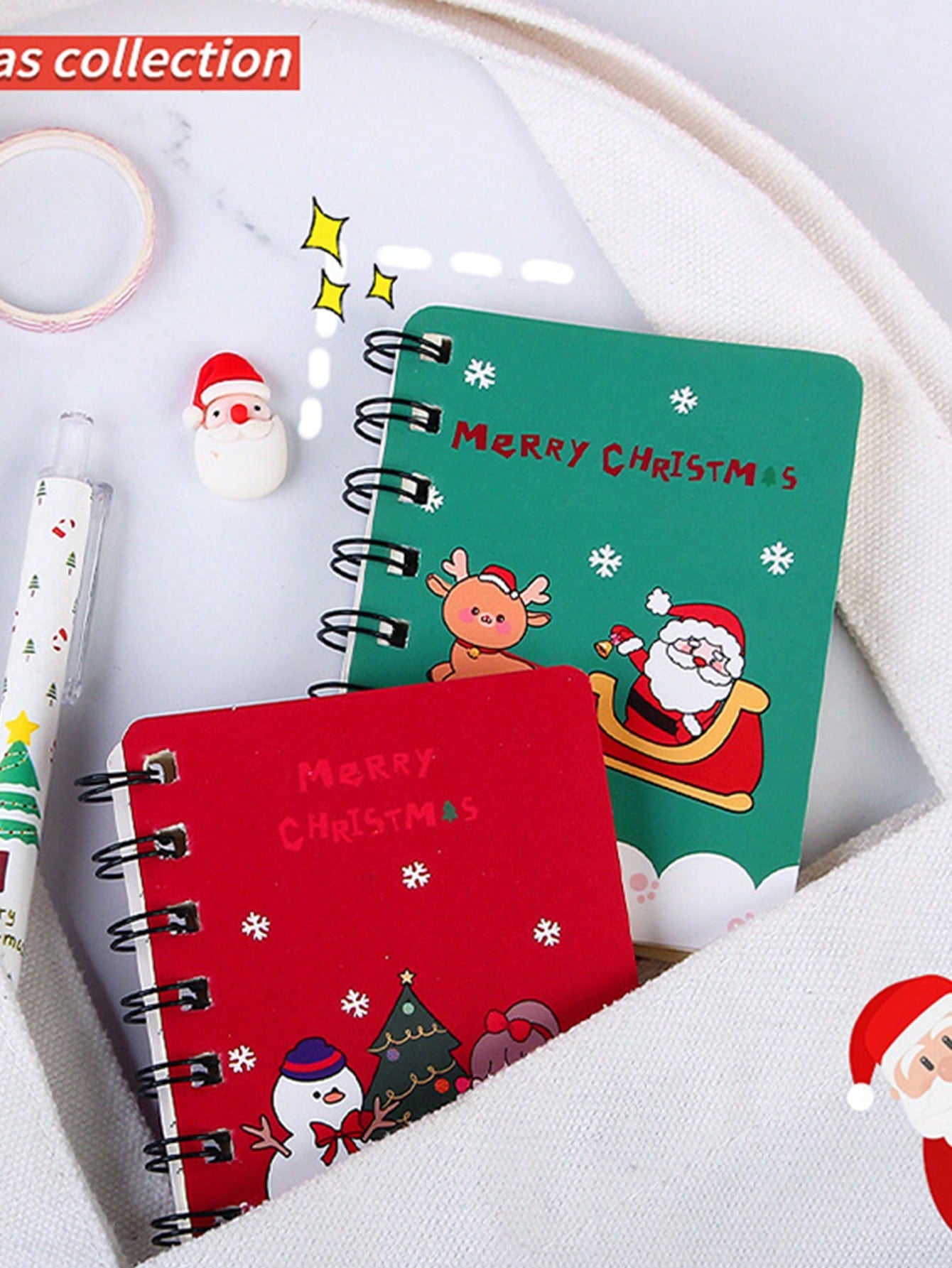 1pc Random Christmas Pattern Spiral Notebook Stationery Memo Pad