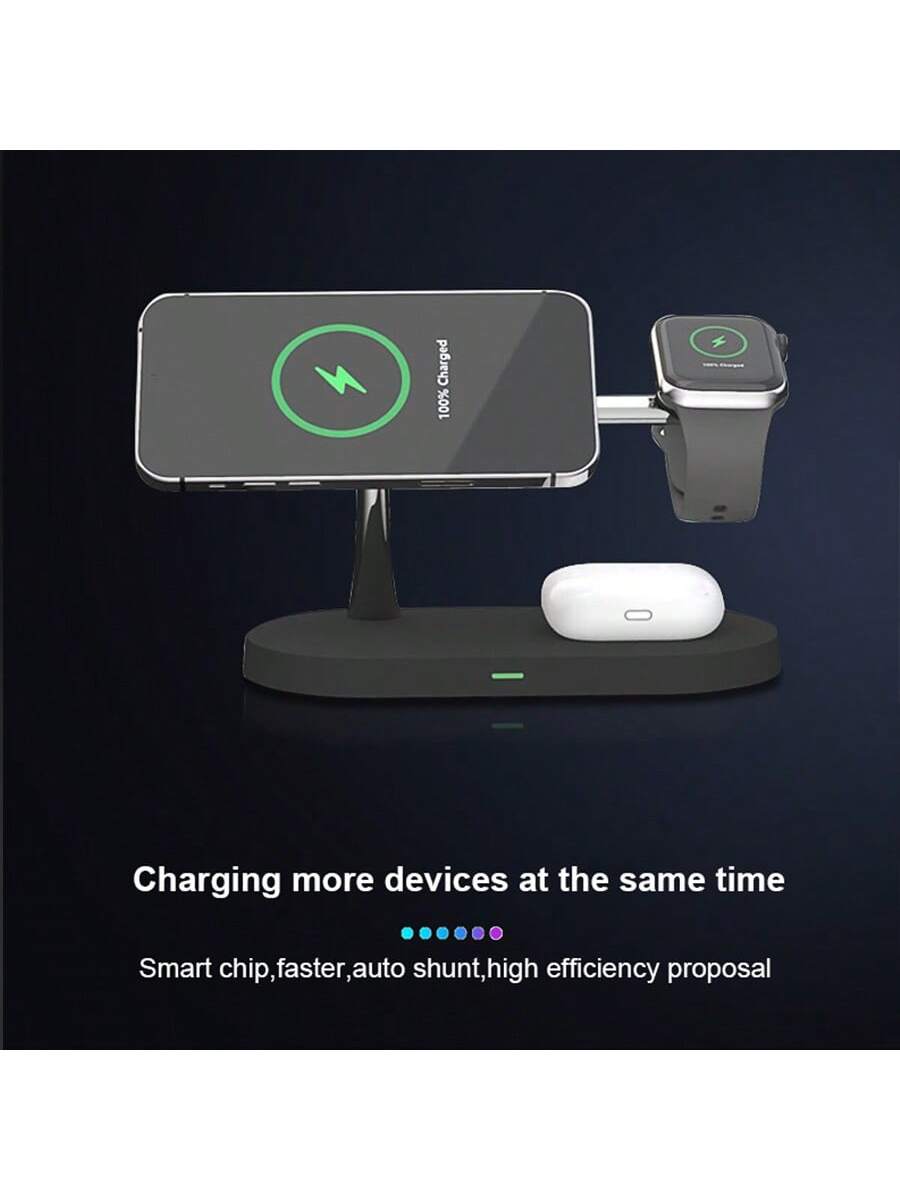 New 5-in-1 Magnetic Wireless Charger, 15w Qi-certified Wireless Charging Pad For Phone, Smart Watch And Earbuds, Fast Charging Stand For Multiple Devices