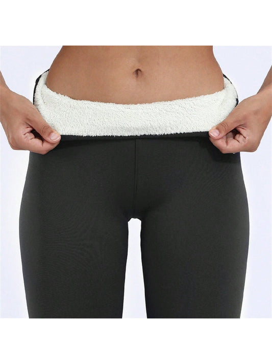 1pair Women's Fleece Lined 3/4 Length Leggings