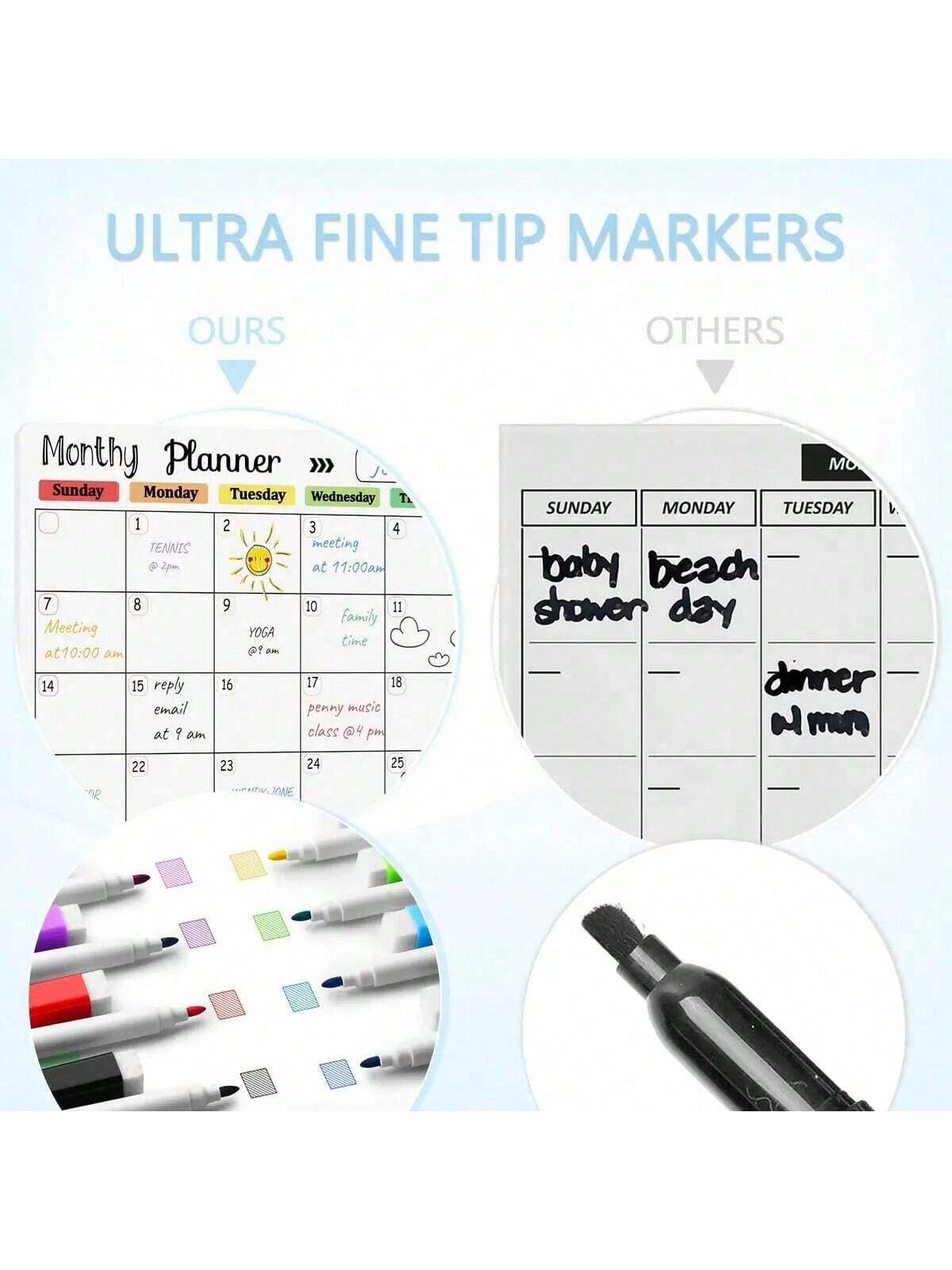 12pcs 16.5'' X 11.8'' Magnetic Dry Erase Calendar Family Weekly Monthly Planner For Refrigerator