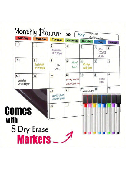 12pcs 16.5'' X 11.8'' Magnetic Dry Erase Calendar Family Weekly Monthly Planner For Refrigerator