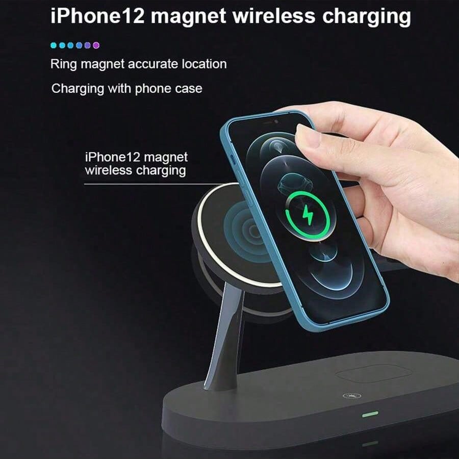 New 5-in-1 Magnetic Wireless Charger, 15w Qi-certified Wireless Charging Pad For Phone, Smart Watch And Earbuds, Fast Charging Stand For Multiple Devices