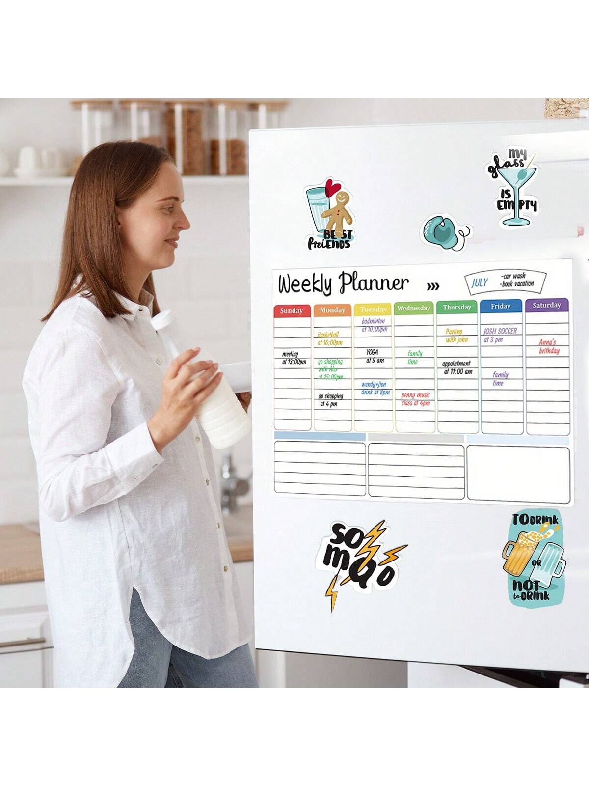 12pcs 16.5'' X 11.8'' Magnetic Dry Erase Calendar Family Weekly Monthly Planner For Refrigerator