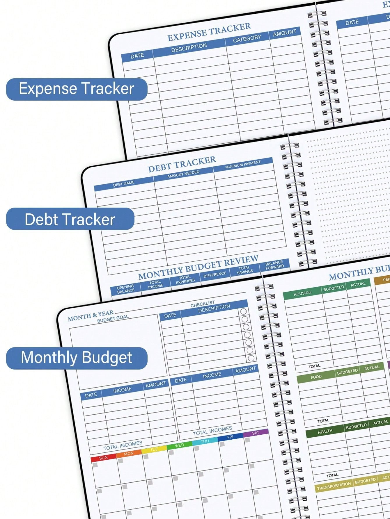 1pc Spiral Budget Planner - Expense Tracker Notebook with Monthly Finance Organizer,Undated Finance Planner/Account Book, Manage Your Money Effectively