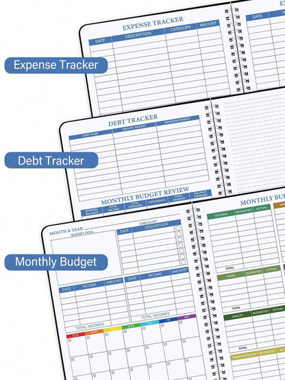 1pc Spiral Budget Planner - Expense Tracker Notebook with Monthly Finance Organizer,Undated Finance Planner/Account Book, Manage Your Money Effectively