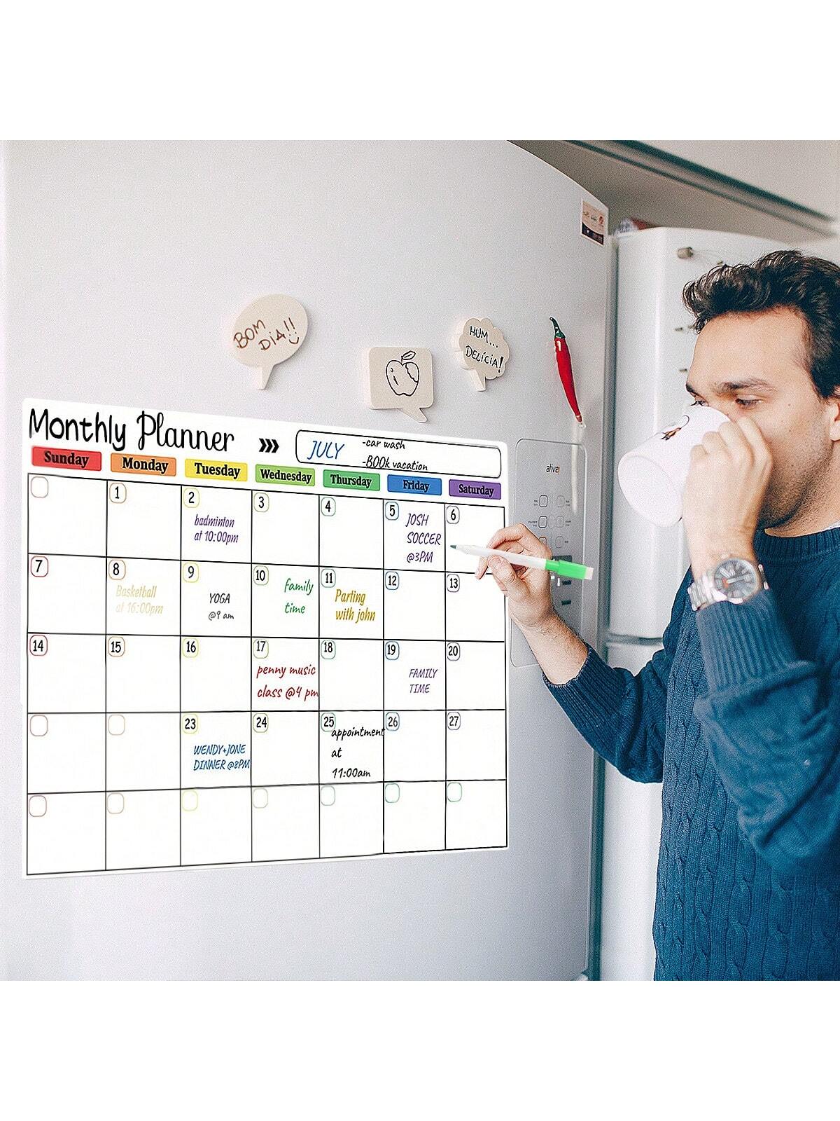 12pcs 16.5'' X 11.8'' Magnetic Dry Erase Calendar Family Weekly Monthly Planner For Refrigerator