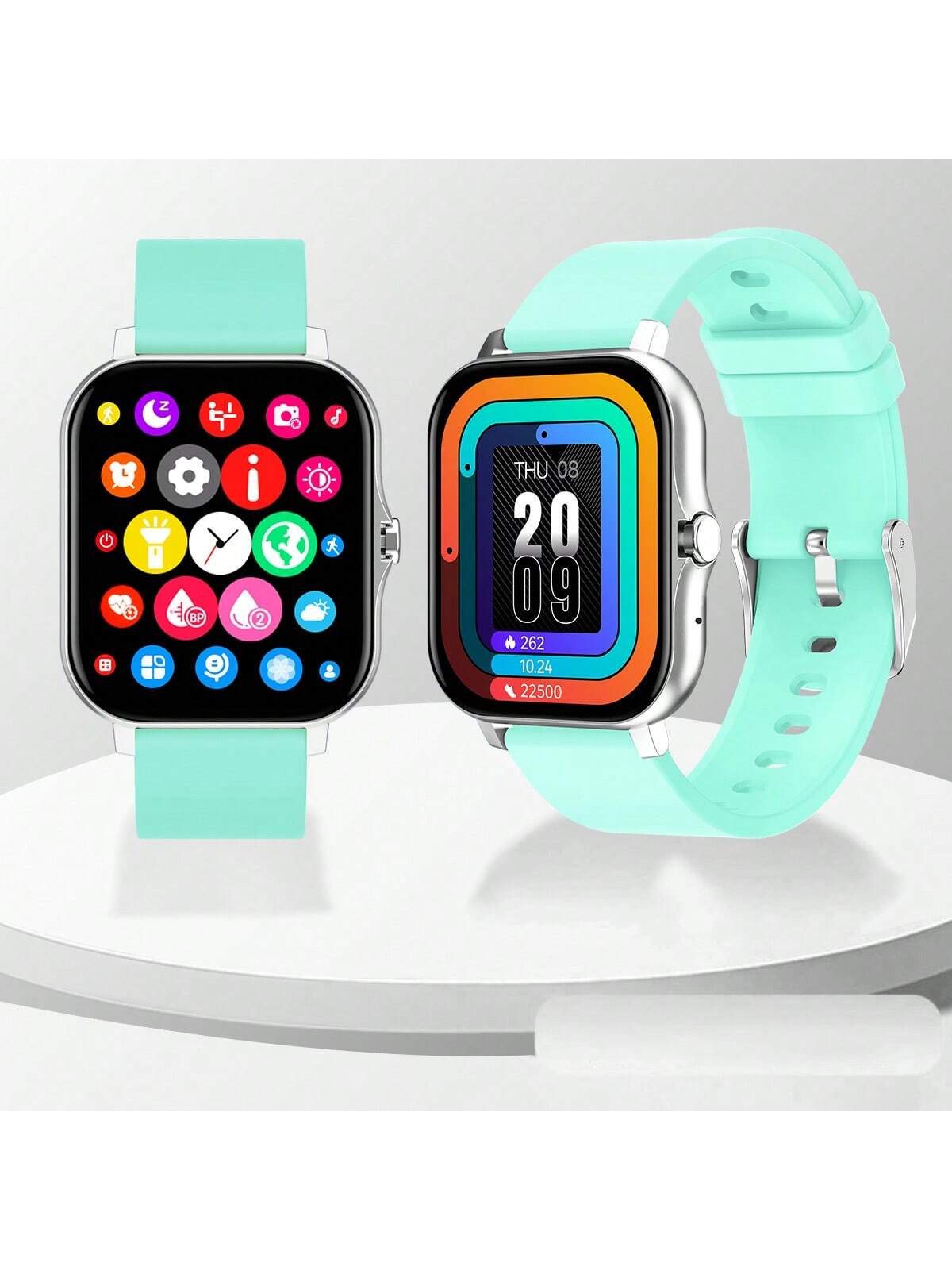 1pc Women's Silicone Strap Sports Square Full Screen Touch Smart Watch With Heart Rate Monitoring, Phone Call, Music Playing Functions