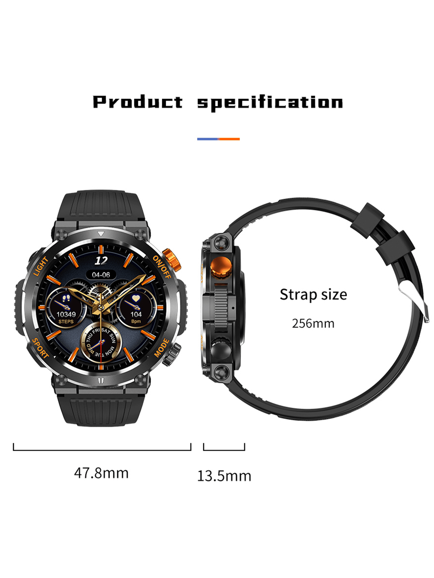 1pc Black Round  Smart Watch for Men with LED Flashlight/ Compass 1.46" HD Fitness Tracker Watch with Calling Rugged Outdoor Sports Smartwatch with Heart Rate Sleep Monitor Compatible With Iphone Android