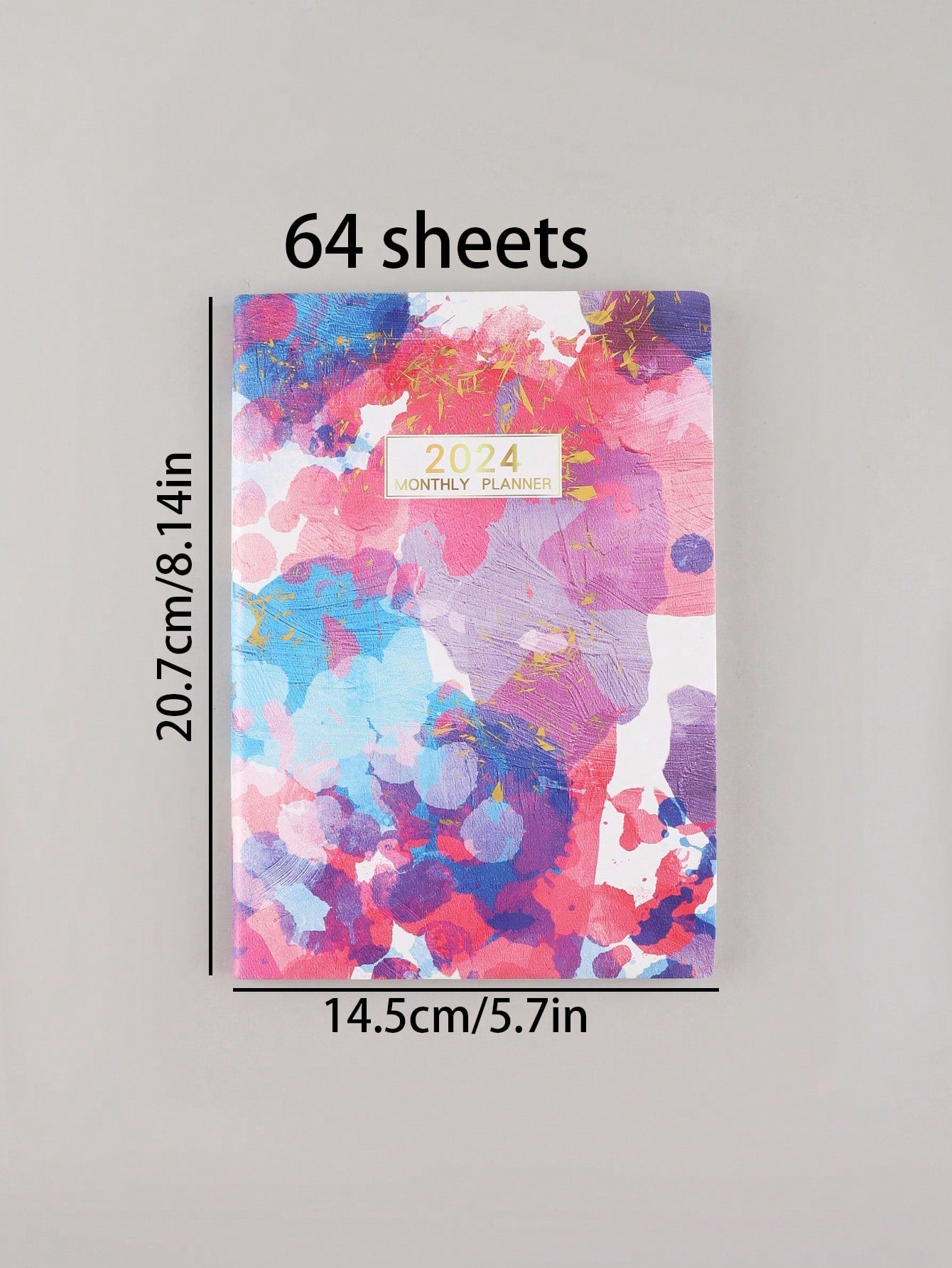 1pc 2024 A5 English Agenda Book With Colorful Cover, Slim Week Planner, Watercolor Oil Painting Notebook