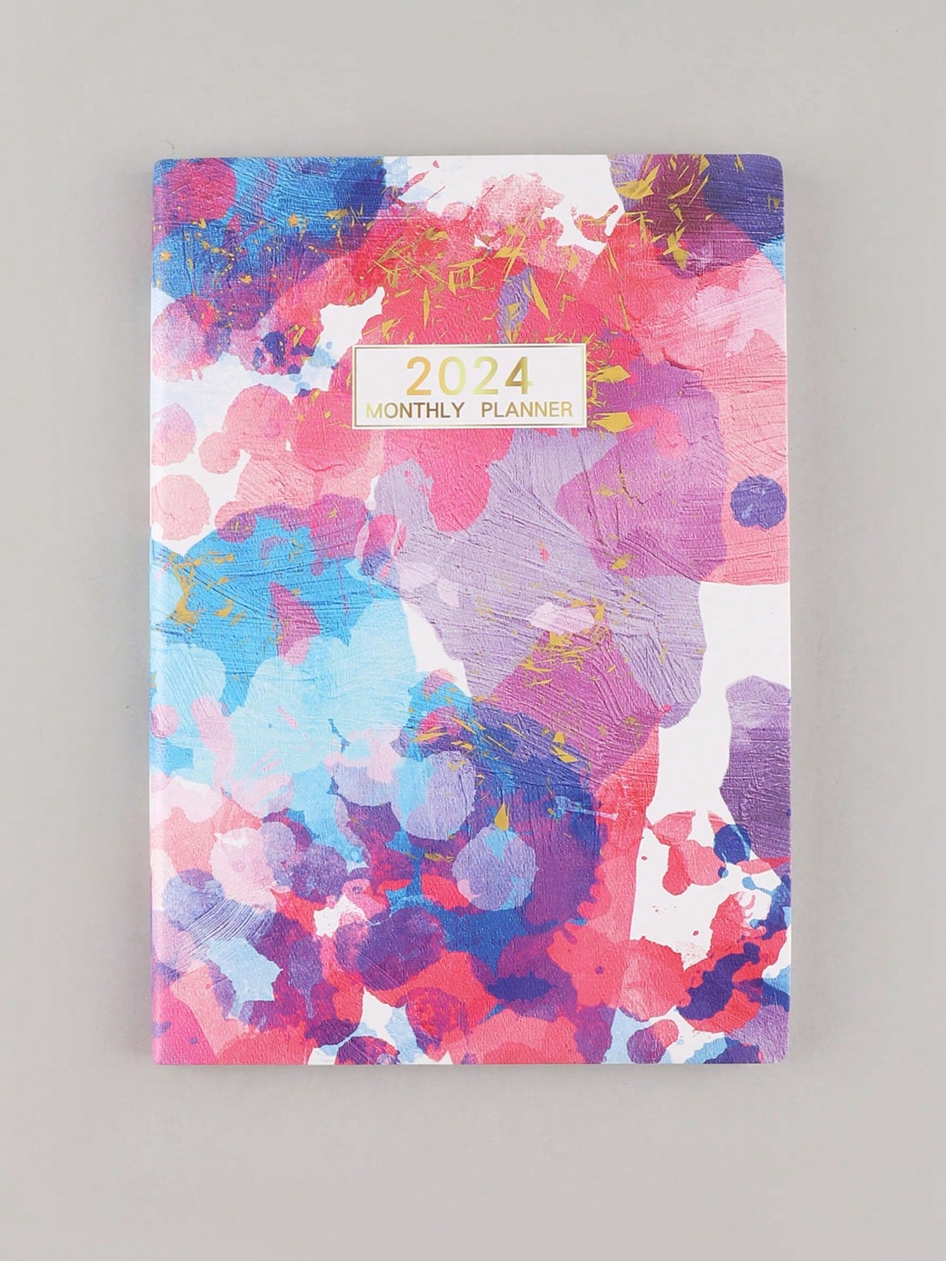 1pc 2024 A5 English Agenda Book With Colorful Cover, Slim Week Planner, Watercolor Oil Painting Notebook