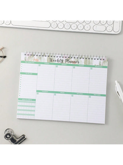 52 sheets Weekly Planning Notepad Wide To Do Planner Notepad with Notes Daily Schedules For Goals Tasks Ldeas Notes To Do Lists PVC Hardcover Office Planning 25.5*19.2cm (10.04*7.56 inch)