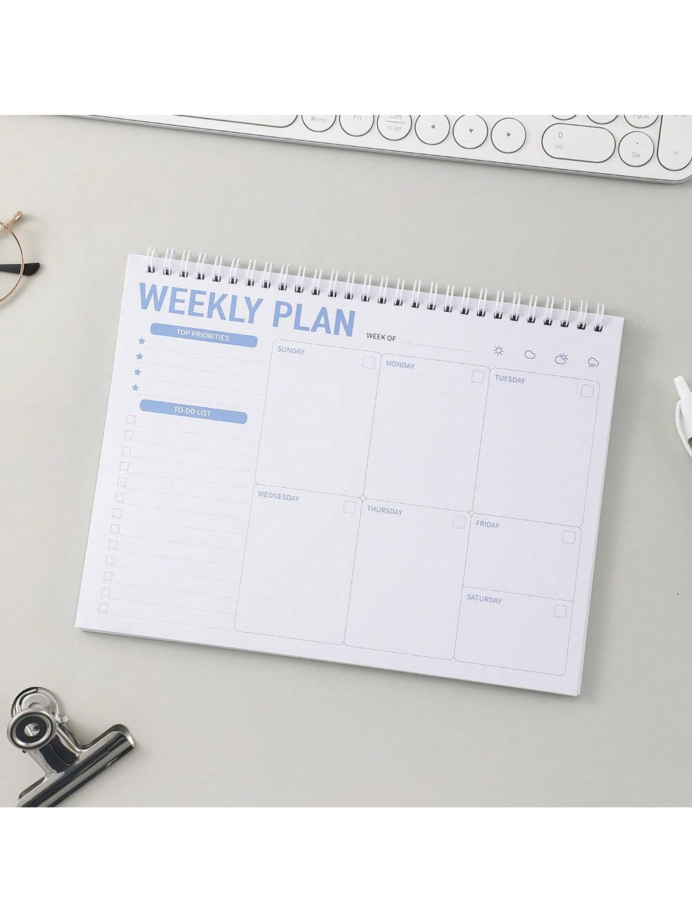 52 sheets Weekly Planning Notepad Wide To Do Planner Notepad with Notes Daily Schedules For Goals Tasks Ldeas Notes To Do Lists PVC Hardcover Office Planning 25.5*19.2cm (10.04*7.56 inch)