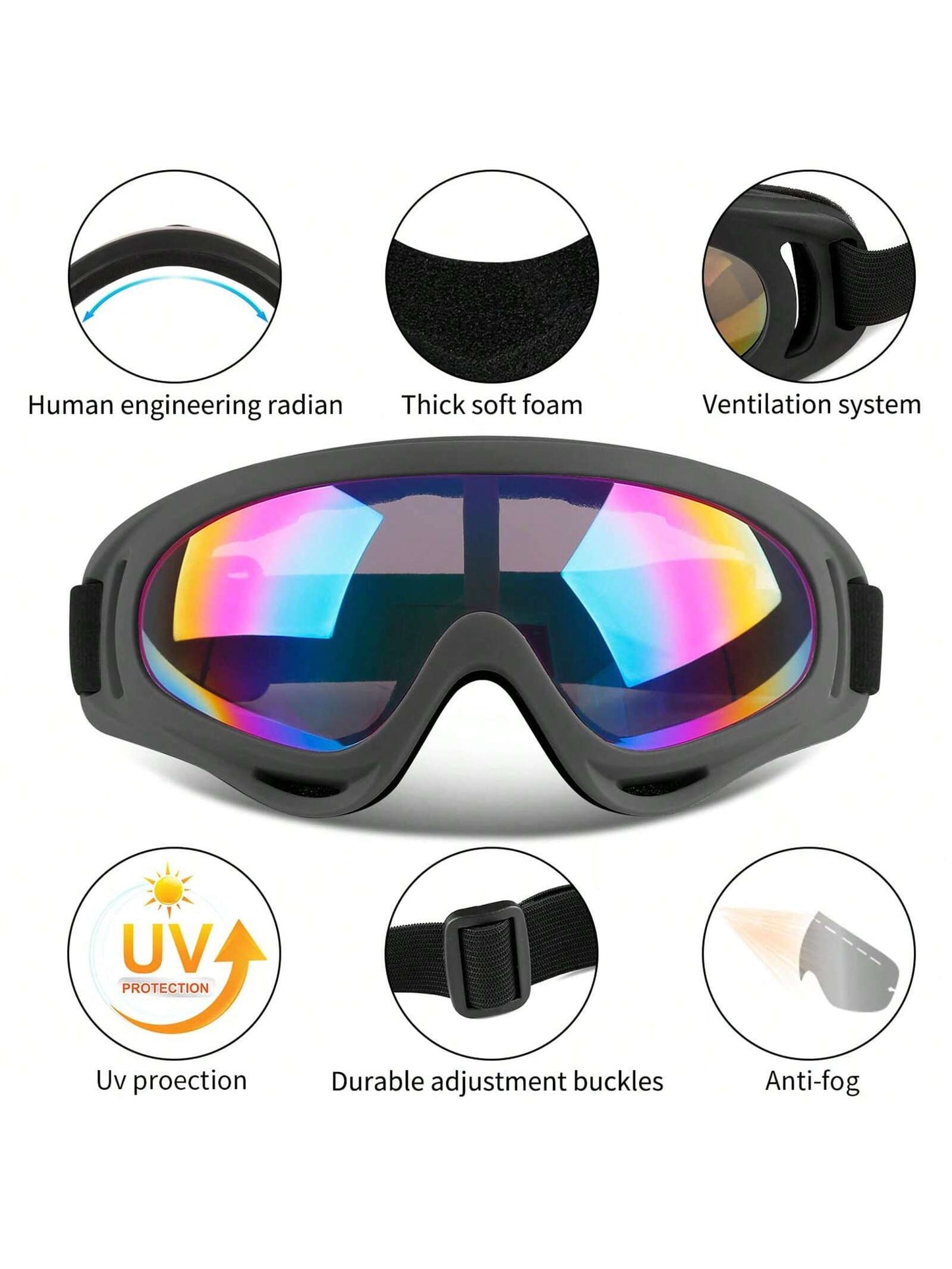 2Pcs  Ski Goggles, Snow Snowboard Goggles for Men Women Kids - UV Protection Foam Anti-Scratch Dustproof