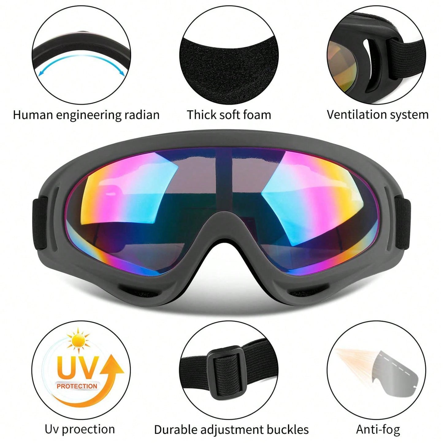 2Pcs  Ski Goggles, Snow Snowboard Goggles for Men Women Kids - UV Protection Foam Anti-Scratch Dustproof