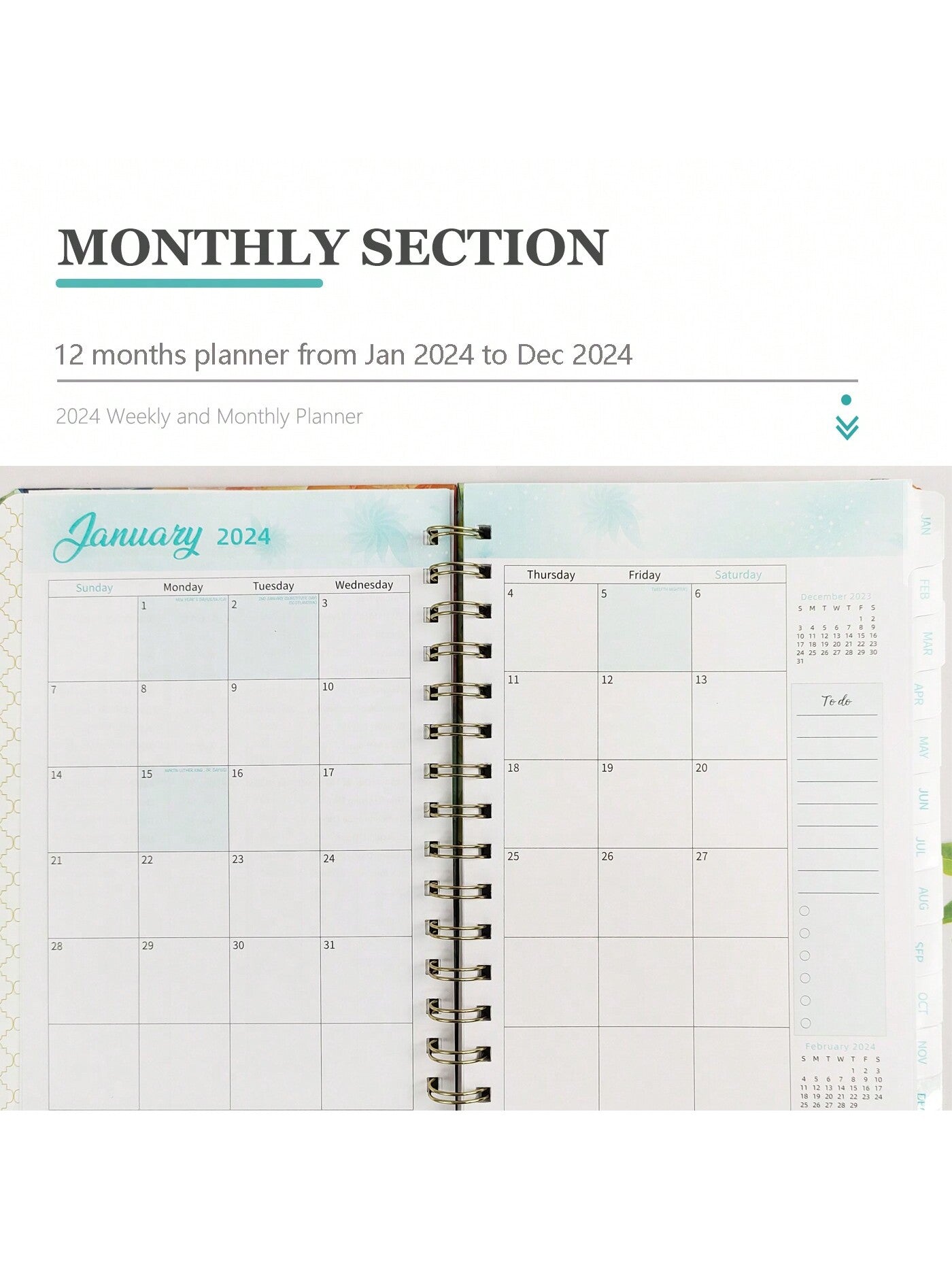 1pc 2024 Planner Notebook For Students/adults, Including Yearly, Weekly, Monthly Plans, Brown Cover, A5 Size