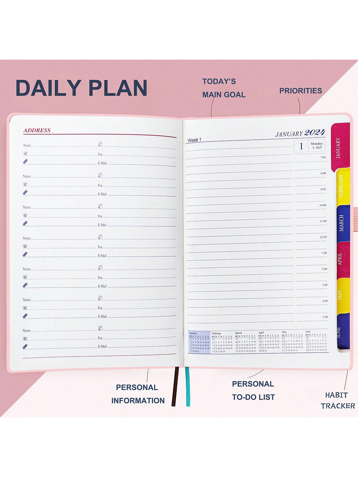 1pc 2024 Spanish Inner Page Weekly Plan And Monthly Plan A5 Planner