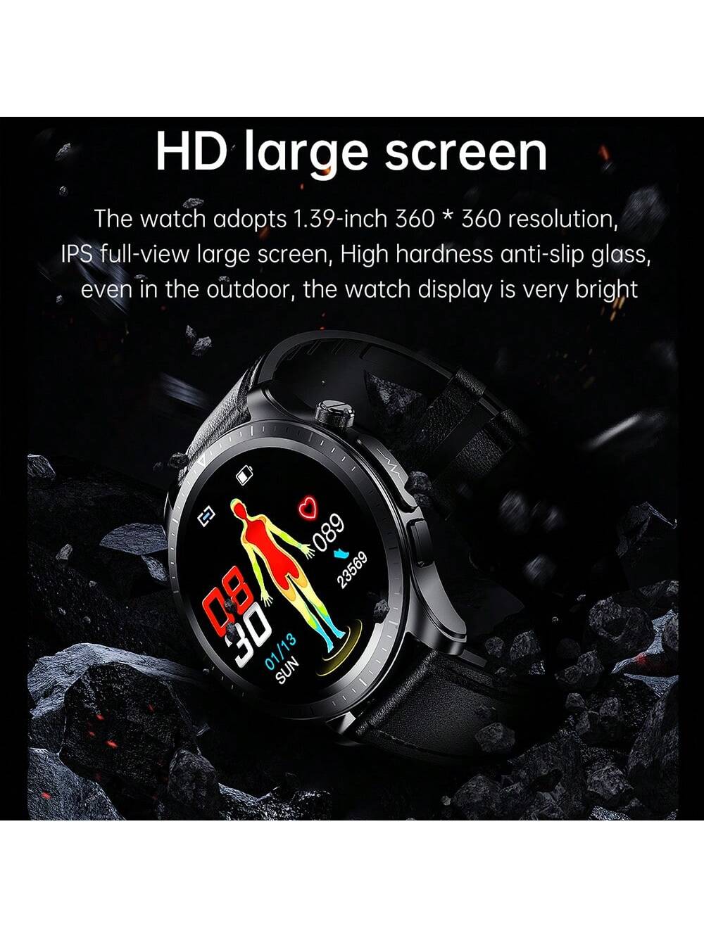 Smartwatch, 1.39-inch 360*360 Hd Touch Screen Smartwatch With Chest Strap For Real-time Ecg Analysis