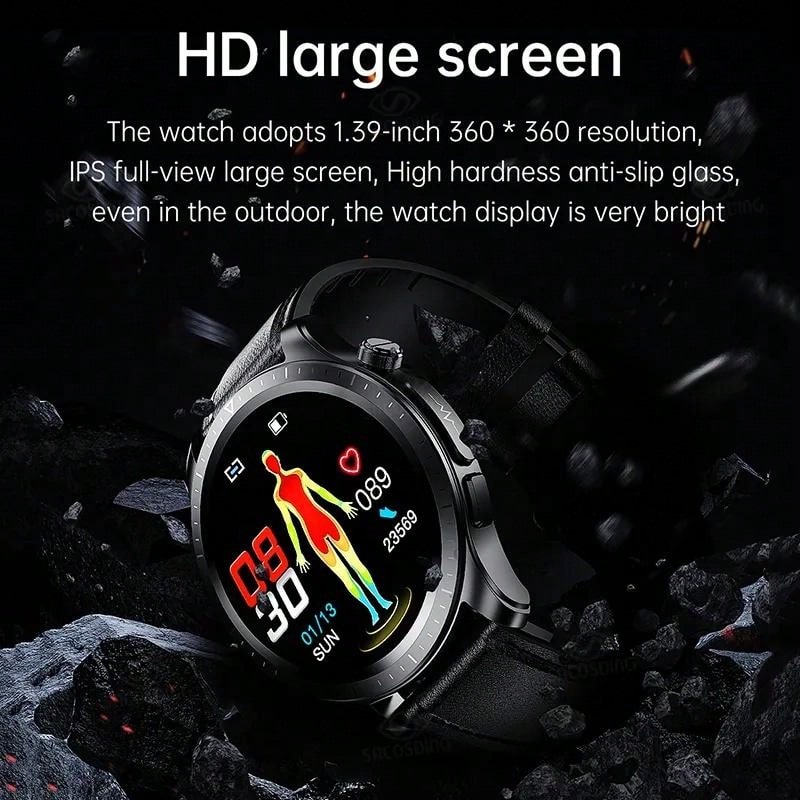 Smartwatch, 1.39-inch 360*360 Hd Touch Screen Smartwatch With Chest Strap For Real-time Ecg Analysis