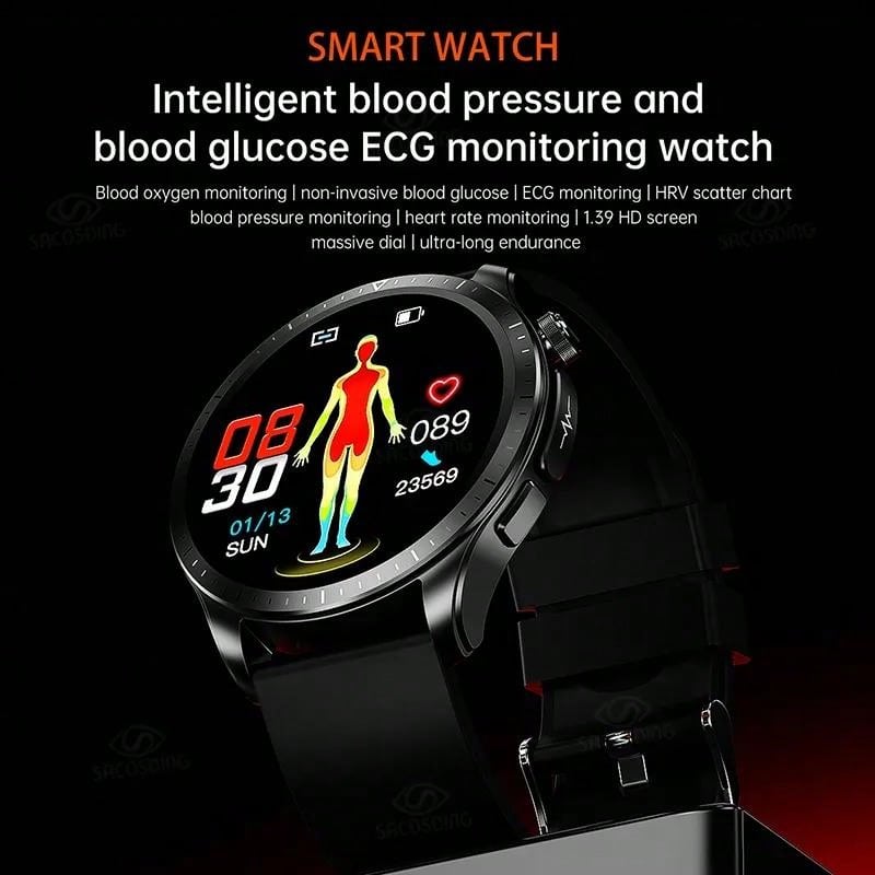 Smartwatch, 1.39-inch 360*360 Hd Touch Screen Smartwatch With Chest Strap For Real-time Ecg Analysis