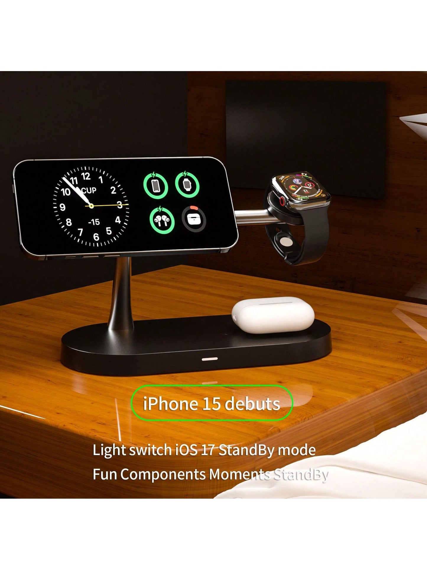 New 5-in-1 Magnetic Wireless Charger, 15w Qi-certified Wireless Charging Pad For Phone, Smart Watch And Earbuds, Fast Charging Stand For Multiple Devices