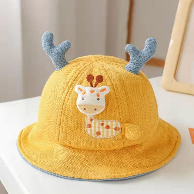 Spring Summer Baby Bucket Hat Cute Bear Ear Newborn Panama Cap Solid Color Outdoor Beach Kids Baby Boy Girl Sun Hats Bonnet