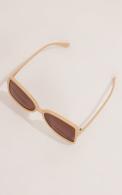 Beige Oversized Mirrored Pointed Sunglasses