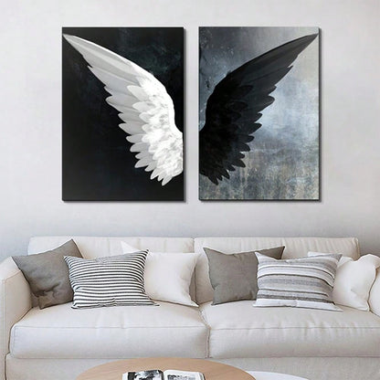 2pc, modern black and white Angel Wings canvas wall art painted posters 15.7*23.6in frameless