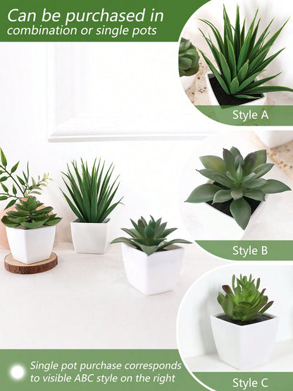 1set 3pcs/1pc Faux Succulent Mini Potted Plant Combination