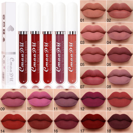 Available in 18 Colors -Velvet Matte Waterproof Moisturizing  Lip Gloss