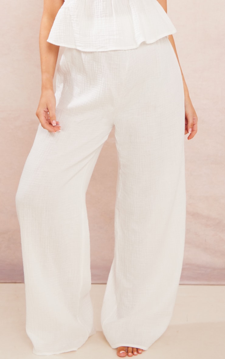 Maternity White Cheesecloth Pyjama Bottoms