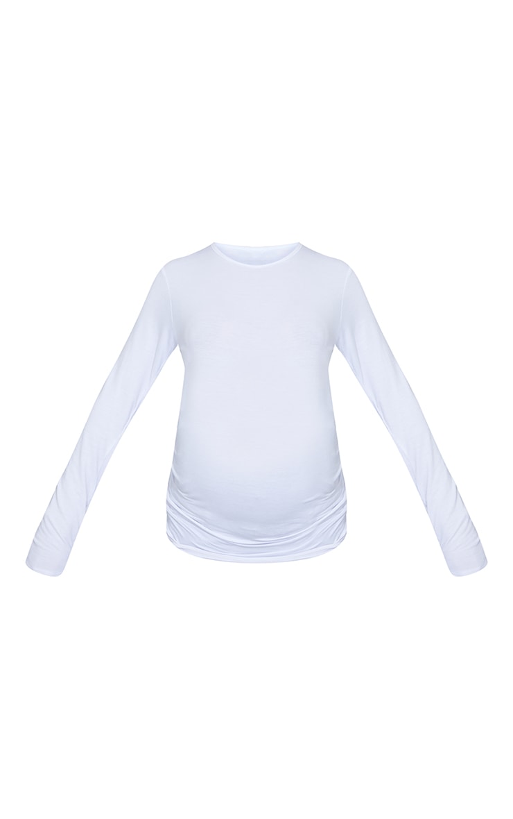 Maternity White Basic Long Sleeve Fitted Top