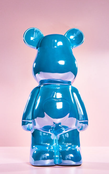 Large Blue Heart Gloss Bear Ornament 28cm