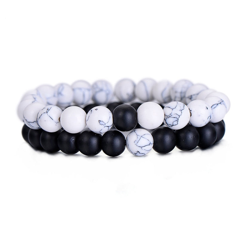 2 Teile/satz Paare Distanz Armband Klassische Naturstein