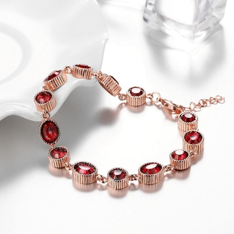 Stimulated Ruby Stones Bracelet in 18K Rose Gold Plated ITALY Made