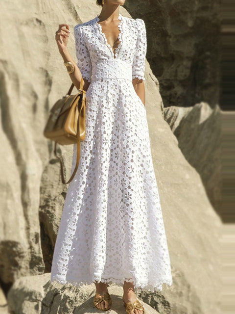 Elegant White Lace Dress