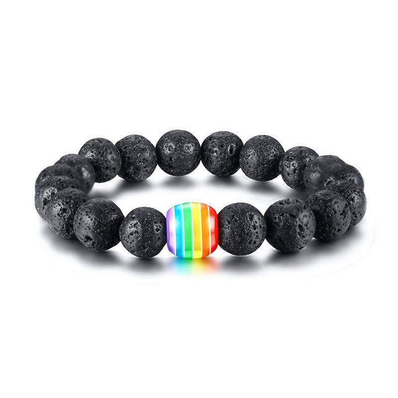 Lavaperlen Regenbogen Armband Naturstein 