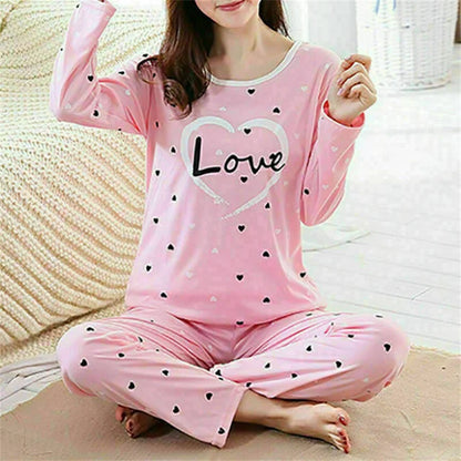 2 Pieces Women Pajamas Long-Sleeved Trousers Set