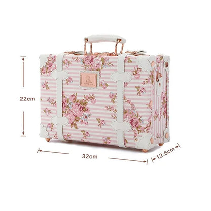 Retro Spinner Rolling Luggage Set for Travel Floral pattern