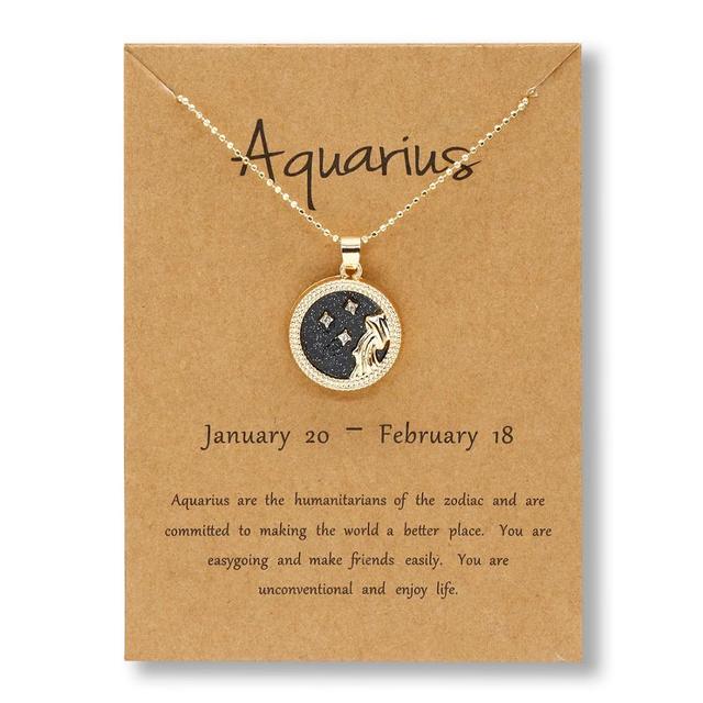 12 Horoscope Zodiac Sign Gold Pendant Necklace