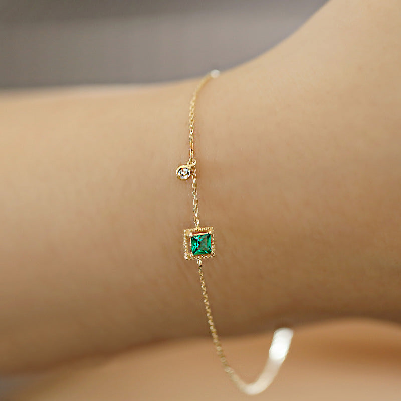 Emerald Crystal Chain Bracelet