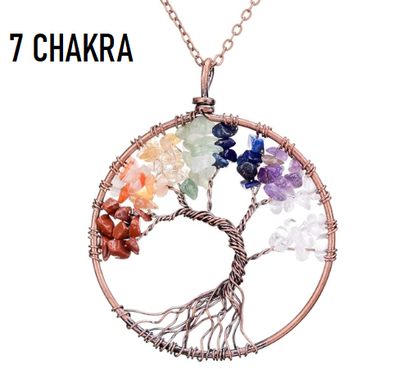 7 Chakra Tree Of Life Pendant Necklace in Copper