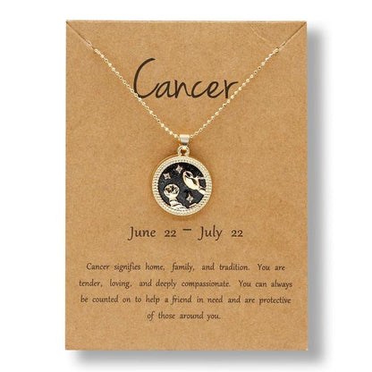 12 Horoscope Zodiac Sign Gold Pendant Necklace