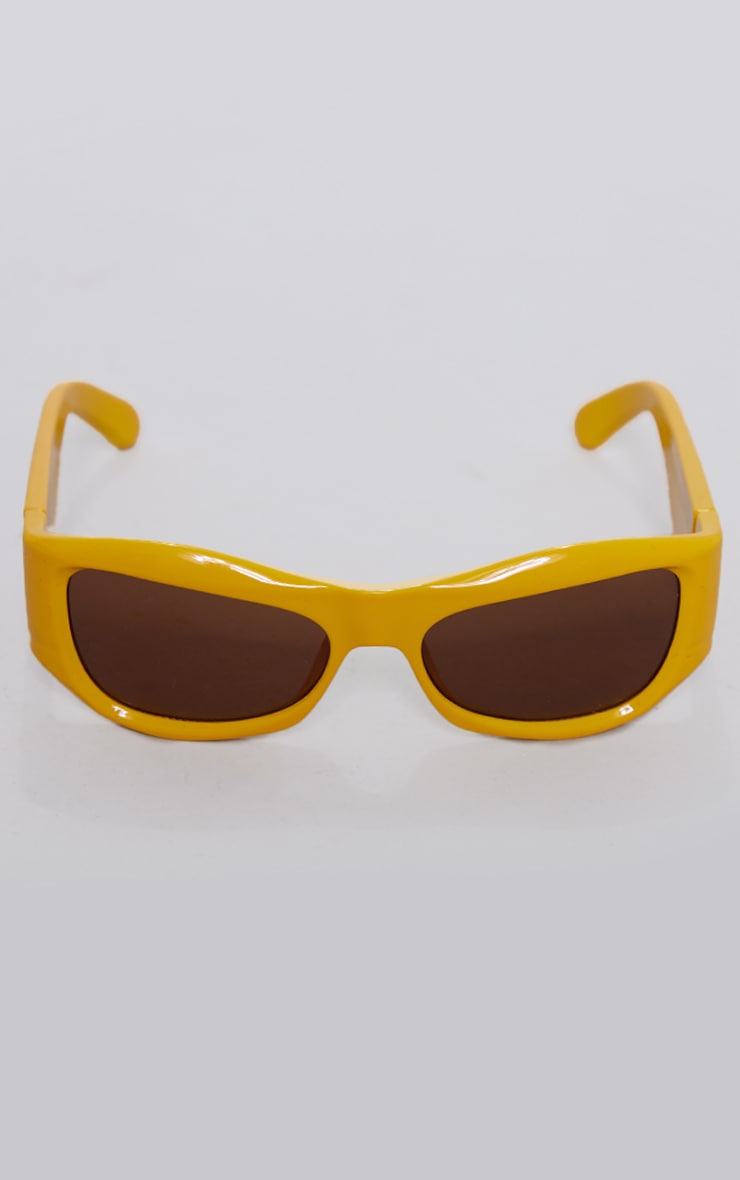 Bright Yellow Thick Arm Bug Eye Visor Sunglasses