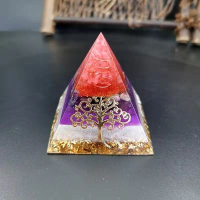 Baum des Lebens Orgonit Pyramidenform Amethyst Peridot Heilkristall