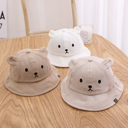 Spring Summer Baby Bucket Hat Cute Bear Ear Newborn Panama Cap Solid Color Outdoor Beach Kids Baby Boy Girl Sun Hats Bonnet