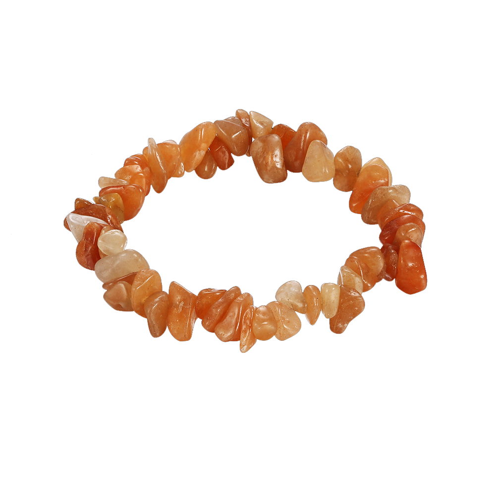 Orangefarbenes, verstellbares Natursteinarmband mit 18-Karat-Weißgoldbeschichtung