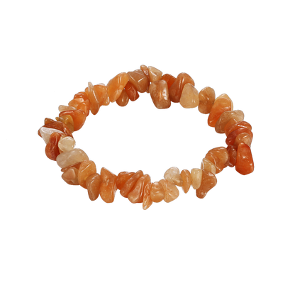 Orangefarbenes, verstellbares Natursteinarmband mit 18-Karat-Weißgoldbeschichtung