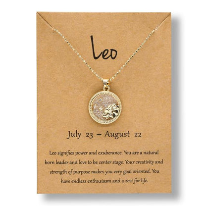 12 Horoscope Zodiac Sign Gold Pendant Necklace